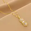 Colar de Aço Titânio Banhado a Ouro Pingente de Feijão Fortificado com Diamante Artesanato Requintado Pingente de Feijão Micro-Incustado com Zircônia Joias Femininas Atacado