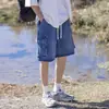 Verano 2026 Nuevos Shorts de Mezclilla Holgados de Estilo Hongkonés de Moda para Hombre con Cintura Elástica y Cordón