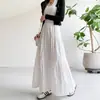 Falda de pastel blanca para mujer primavera y verano nueva falda estilo dulce falda pequeña de longitud media cintura alta falda de volantes en capas de gran vuelo