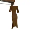 Vestido de Punto de Alta Elasticidad de Lyocell con Curva Fluida para Mujer, Vestido Bodycon de Cola de Pez para Primavera/Verano