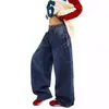Moda de Verano 2025 para Hombre Estilo Hong Kong Jeans con Letra Personalizada Hip-Hop Ins Moda High Street Tendencia Fresco Pantalones Largos