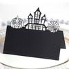 Nova decoração de abóbora teia de aranha de castelo preta cartão de mesa oco cartão de assento de mesa de login de Natal cartão de assento