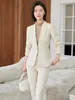 Traje Elegante de Moda de Alta Gama Color Albaricoque para Mujer Formal Casual Versátil Estilo Diosa Ropa Profesional Ropa de Trabajo para Mujer