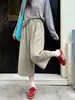 Pantalones Anchos Lavados de Lyocell para Mujer, Nuevo Estilo de Otoño, Adelgazantes, Pantalones Rectos Ajustados, Pantalones Casuales Cortos para Mujer Petite