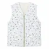 Chaleco acolchado floral para mujer Otoño Invierno Cuello en V Cremallera Acolchado de rombos Sin mangas Chaleco Capa interior Chal cálido Venta al por mayor
