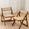 Silla pequeña, silla plegable, silla de ratán, silla plegable para el hogar, taburete de madera maciza de bambú, silla de ocio con respaldo, fábrica de sillas de comedor