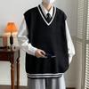 Suéter com Gola V Masculino Estilo Coreano Tricô Solto 2026 Outono Novo Tendência Suéter com Gola Redonda Suéter Básico Personalizado
