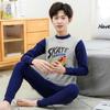 Outono e Inverno 2025 Roupa de Casa Juvenil de Gola Média Novo Conjunto de Roupa Íntima Básica Estampada em Desenho Animado para Meninos e Meninas de Tamanho Médio e Grande