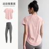 Traje de Ropa de Yoga de Malla para Mujer Ropa de Entrenamiento de Pilates Manga Corta Delgado Holgado Secado Rápido Running Deportes Fitness Top