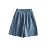 Pantalones Cortos de Lino Puro de Cinco Puntos Estilo Mori Artístico para Mujer, Corte Original Japonés, Etiqueta Original, Suministrados por el Cliente, Frescos, Holgados, Semi-Elásticos, de Cintura Alta