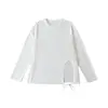Exportação Transfronteiriça Roupas Femininas Outono 2025 Europeu e Americano Gola Redonda Manga Longa Assimétrica Cadarço Cor Sólida Pulôver Camiseta Tops para Mulheres