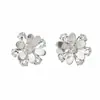 Hermosos Aretes Grandes de Flor Plateada Brillante para Mujer, Nuevos Aretes de Diseño de Nicho con Agujas de Plata, Aretes Versátiles y de Alta Gama