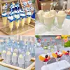 Taza Transparente Desechable para Té de Leche y Mousse Taza para Pudín de Salvado de Madera Plástico Espeso Creativo Taza para Gelatina de Mesa de Postres Taza para Postre