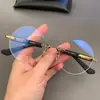 Monturas de Gafas Perforadas Sin Marco, Estilo Retro Redondo para Hombres y Mujeres, Adecuadas para Lentes Graduados