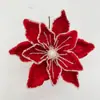 Magnolia Navideño de Terciopelo de Alta Gama Flores Artificiales con Purpurina, Flores Artificiales Color Rojo Vino al por Mayor, Flores de Magnolia Navideñas