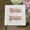 Gu Yi Gu [Kitty de Gelatina] Gato Súper Lindo Estampado de Leopardo Rosa Moño Diamante Uñas Portátiles Hechas a Mano