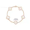 Versão de Luxo V-Gold Pulseira Trevo de Quatro Folhas Cinco Flores CNC Ágata Natural Calcedônia Pulseira Banhada Espessamente em Ouro Rosa 18K Atacado