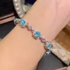 Pulsera Octogonal de Aguamarina Corte Milenio Rosa, Moda de Lujo Ligero Diamante de Alto Carbono Flor de Rosa Pulsera de Diamante Amarillo Corte Princesa