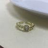 Anillo de Oro con Circonita Exquisita de Nicho Europeo y Americano para Mujer Moda Industria Pesada Versátil Sentido de Alta Gama Apertura Ajustable Anillo de Dedo para Adelgazar