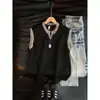 Camiseta sin mangas para hombre, Marca de moda, Ropa exterior estilo Ins, Moda única, Cuello en V pequeño, Verano Fina Blanca Marca de moda, Aspecto de alta gama, Camiseta sin mangas