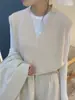 Chaleco de Lana Tejido Azul con Cuello en V para Mujer en Otoño e Invierno, Chaleco Suéter Pequeño para Superponer, Top Suelto sin Mangas