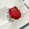 Transmissão ao vivo do Tiktok anel de laço de diamante grande pedra bruta ovo de pombo laço super fada luxuoso anel tesouro colorido de concubina imperial