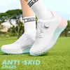 Sapatos de Golfe Femininos de Verão, Cadarços com Botão Respiráveis Femininos, Sapatos Femininos Antiderrapantes Aumentados, Tênis Esportivos Femininos Coreanos