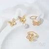 Brincos de Borboleta com Banho de Ouro 14K Zircônio Brincos Acessórios Anel de Pérola Adesiva Anel Material DIY Feito à Mão