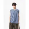 Novo colete de verão masculino respirável com padrão de diamante vazado em V, top casual de nicho estilo coreano, camiseta de alta qualidade da moda