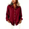 Roupas femininas transfronteiriças europeias e americanas Amazon primavera-verão gola lapela modelagem solta cardigã manga longa camisa de algodão e linho casual versátil vestuário feminino