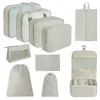 Bolsa de almacenamiento para viajes transfronterizos, set de neceser, bolsa de almacenamiento organizadora de ropa para equipaje de siete piezas, bolsa de almacenamiento de viaje