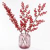 Acebo de Fruta de la Fortuna Roja Adornos de Flores Artificiales de Pie Adornos para Sala de Estar Arreglo Floral Chino Bonsái de Fruta Roja de 9 Puntas Dison