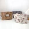 Nueva bolsa de cosméticos de pana, tipo clutch, con estampado floral, para el hogar, para viajes, estilo ins, bolsa de almacenamiento