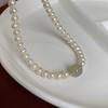 Collar de Perlas de Agua Dulce de 6-7 mm Jade Hetian Lutong Lujo Ligero de Alta Calidad Cadena para Clavícula de Oro de 14K Elegante de Nicho