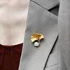 Broche Artístico Retro Cepillado Hoja de Ginkgo Perla Natural de Agua Dulce Temperamento Nicho Sentido de Alta Gama Pin Mujeres de Alta Gama