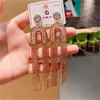 Brincos de Corrente Longa com Garras Exageradas Elegantes de Prata S925 com Strass para Mulheres Brincos com Franjas de Diamante Colorido Europeus e Americanos Brincos da Moda