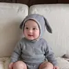 Gorro para Bebé para Primavera y Otoño, Lindo Estilo Coreano Gorro con Orejas de Conejo para Protección de Oídos para Bebés, Gorra Protectora para Fontanela, Cortavientos