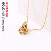 Colar Kaga com Anel Duplo e Fecho Totalmente Diamantado, Corrente de Fábrica de Alto Padrão para Casais, Ouro 18K, Incrustado com Diamantes, Comércio Exterior