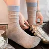 Calcetines de verano para mujer, finos de malla de algodón, hasta la pantorrilla, estilo coreano ins, calcetines holgados estilo ballet de verano