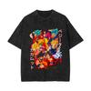 Comércio Exterior Animação Série Dragon Ball Europeia e Americana Lavada Velha Retrô Camiseta de Manga Curta Streetwear Americano