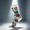 Meias de Algodão Personalizadas com Desenhos, Absorventes de Suor e Respiráveis, Estilo Europeu e Americano, Tendência Estilo Ins Happysocks Zhuji
