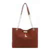 Bolsa de Ombro com Corrente Texturizada Vintage para Mulheres 2026 Fosca Nova Moda Bolsa de Axila Cor de Cervo Bolsa Tote para Mulheres