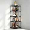 Estante de Almacenamiento Triangular para el Hogar en Stock para Esquina de Baño, de Piso de Múltiples Niveles con Drenaje de Agua, Organizador de Cosméticos a Prueba de Óxido