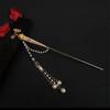 Ming-made Hanfu Estilo Antigo Long Tassel Step-up Hairpin All-match Fairy-style Hair-pulled Tang Style Headwear Hairpin National Style Hairpin Green Hairpin