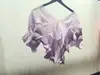 [Personalizada] Elegante Blusa de Gasa de Color Sólido con Cuello en V y Mangas Tres Cuartos para Mujer, con Diseño Fruncido