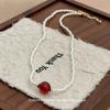 Rojo Retro Femenino Nicho Simple Todo Fósforo Cadena para Clavícula Fresco de Gama Alta Artístico Perla de Grano de Arroz Collar