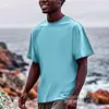 [Camiseta de Algodón Talla Europea] Camiseta Lisa de Algodón Puro para Hombres y Mujeres, Casual 180g Holgada Color Sólido Verde Militar Claro