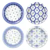 Bp013 Plato de Papel Flor Azul Pequeña Vajilla para Fiesta Festiva para 8 Personas Decoración de Flores Silvestres Plato de Papel Desechable