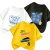 2026 Nueva Ropa de Verano Versátil y de Moda para Niños Niños, Camiseta Sencilla de Manga Corta de Algodón Holgada Ropa de Verano