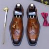 Zapatos de Hombre de Moda Tallados en Piel de Vaca de Primera Capa Zapatos de Cuero Genuino Retro de Caña Baja Zapatos de Vestir para Hombre sin Cordones con Borla de Goma